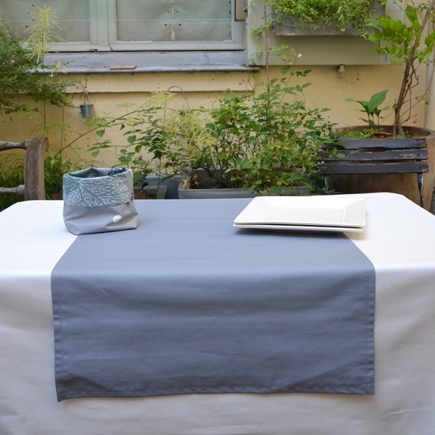 Wipe clean table runner Plain grey