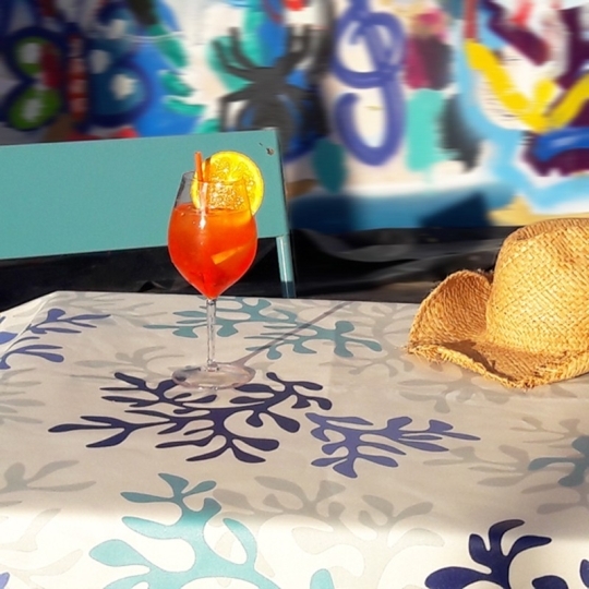 Blauw koraal katoenen tafelkleed