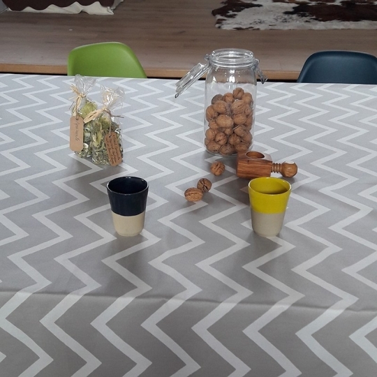 Beschichtete Baumwolle meterwarm Fisch blau