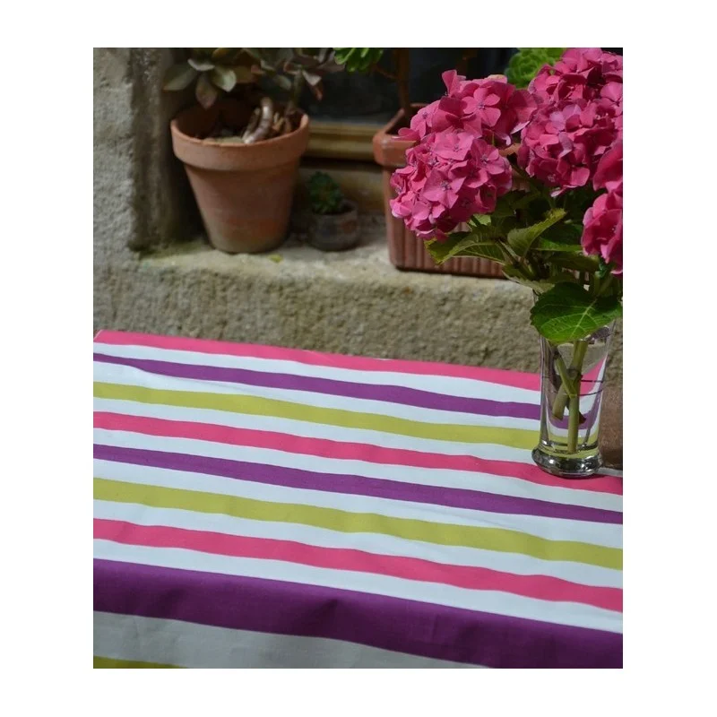 Tovaglia Antimacchia Strisce lamponi - Fleur de Soleil