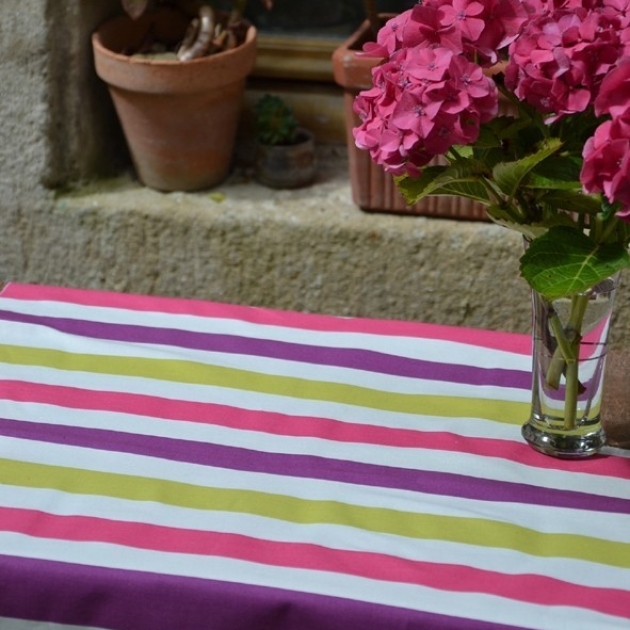 WIPE CLEAN TABLECLOTH STRIPES PINK Fleur de Soleil