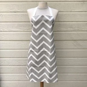 Tablier coton enduit chevrons beige