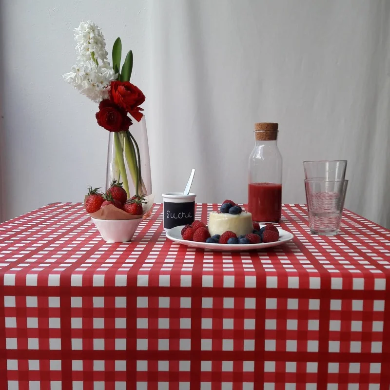 Coupon en coton 50x80cm Guinguette rouge