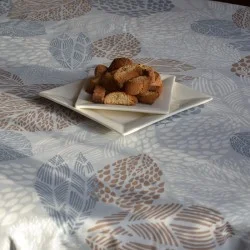 Wipe clean tablecloth Leaves grey/beige