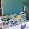 Wipe clean tablecloth Coral blue round or oval