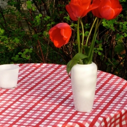 Wipe clean tablecloth Gingham red round or oval