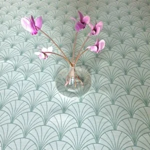 TESSUTO IMPERMEABILE AL METRO PAPYRUS VERDE ACQUA - Fleur de Soleil