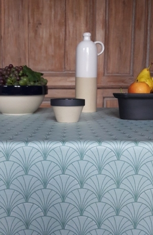 Beschichtete Baumwolle meterwarm chevron gelb