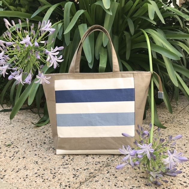 Tuto gratuit sac a main coton enduit gros plan