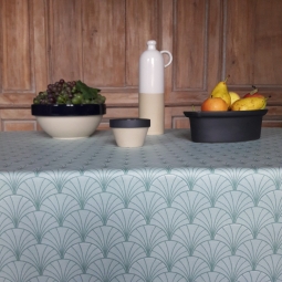 Cotton tablecloth Papyrus Watercolor Green