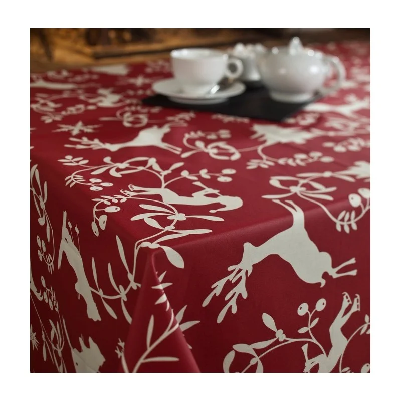  Nappe enduite Noël rouge Fleur de Soleil