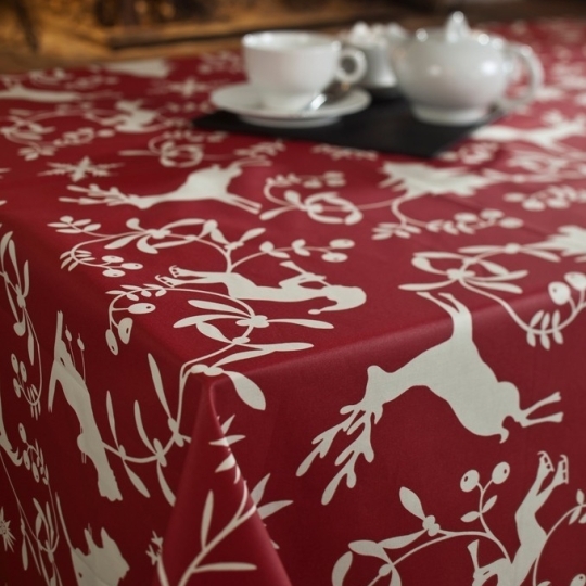  Nappe enduite Noël rouge Fleur de Soleil