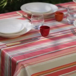 Wipe clean tablecloth Stripes coral