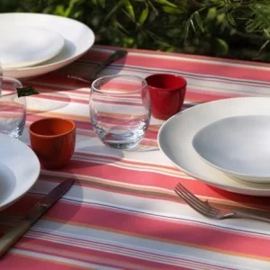 Nappe enduite Rayure corail