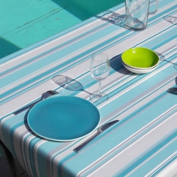 Wipe clean tablecloth Stripes turquoise