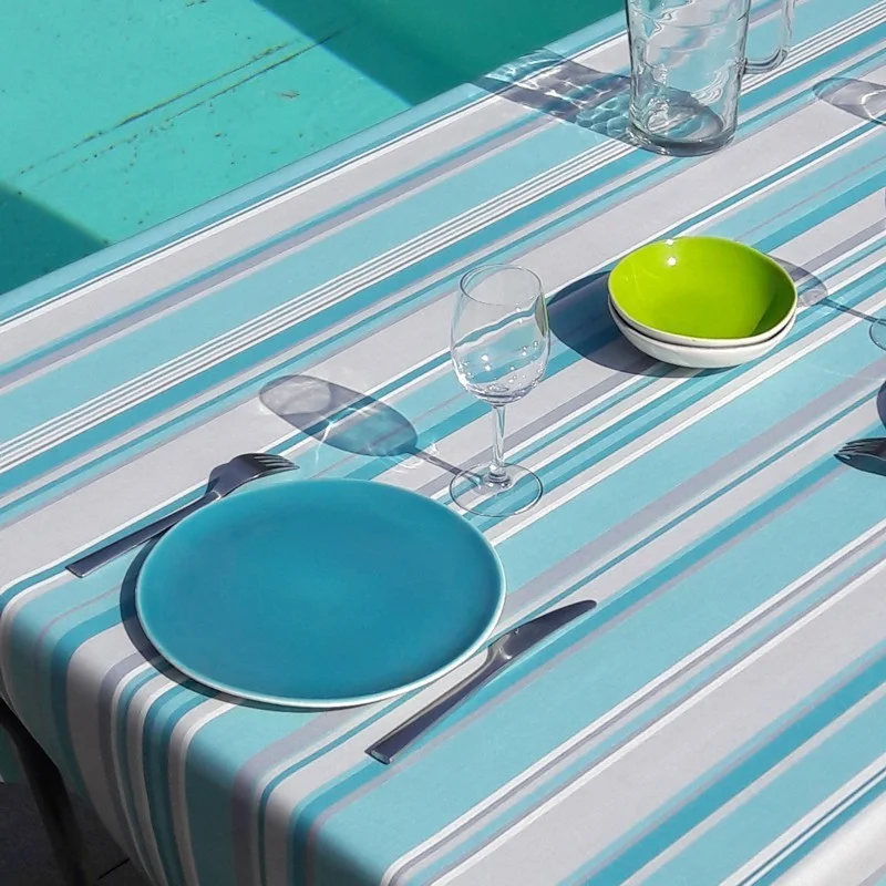 Gartentischdecke Streifen türkis