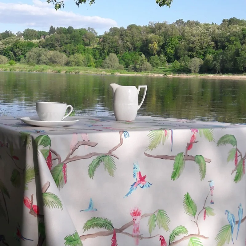 Wipe clean tablecloth exotic birds