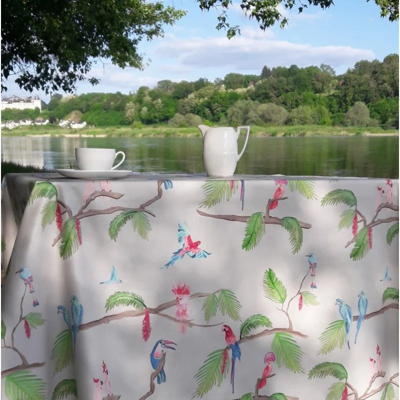 Wipe clean tablecloth Exotic Birds round or oval