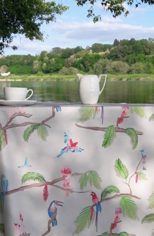 Wipe clean tablecloth Exotic Birds round or oval