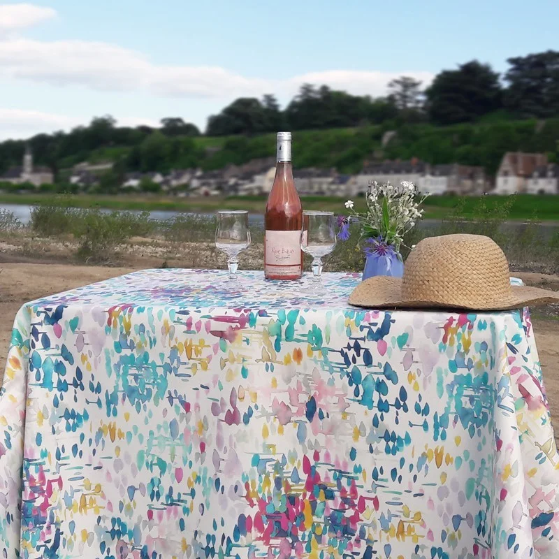 Wipe clean tablecloth Impressionnism turquoise