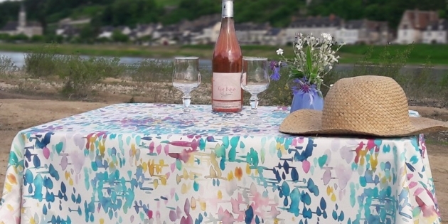 Wipe clean tablecloth Impressionnism turquoise