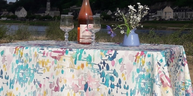 Wipe clean tablecloth turquoise reflection round or oval