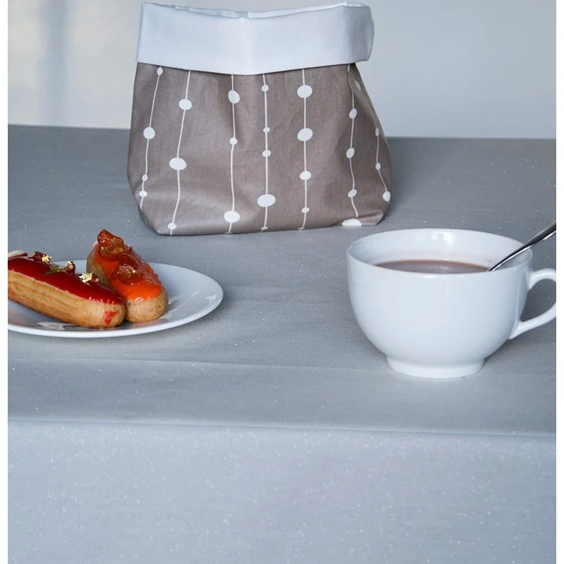 nappe coton enduit gris paillettes argent Fleur de Soleil