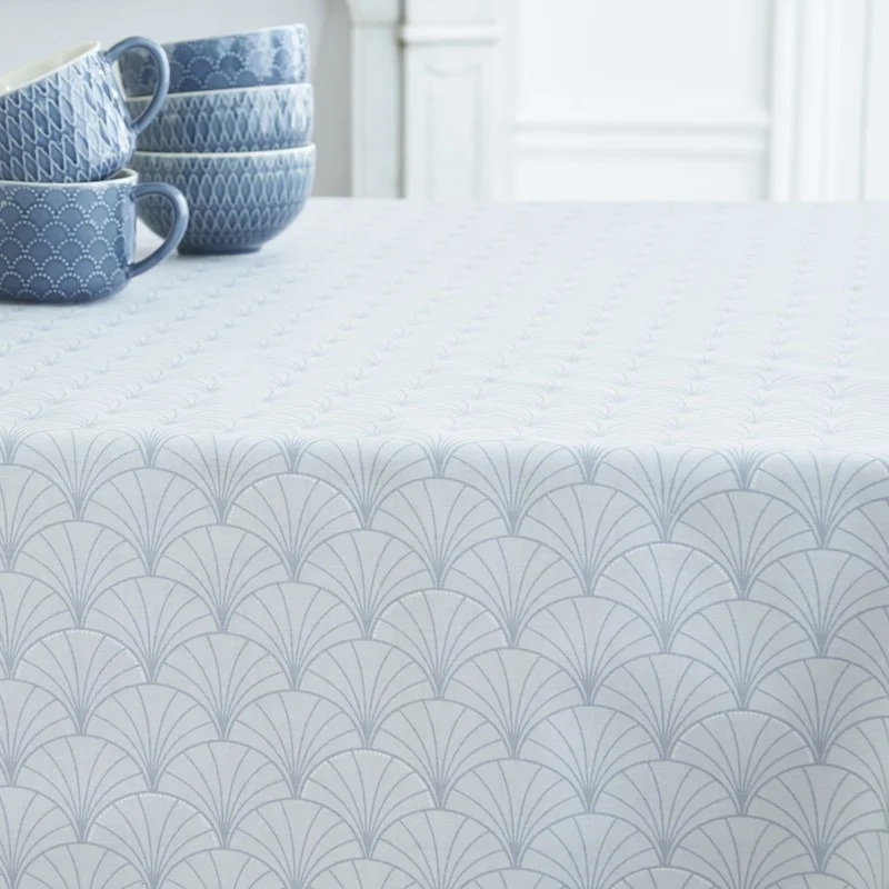 Tischdecke abwaschbar Rund oder Oval Papyrus grau - Fleur de Soleil