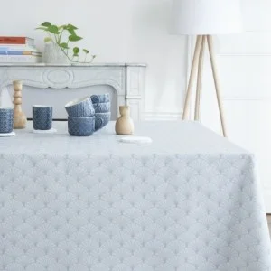 Tischdecke abwaschbar Rund oder Oval Papyrus grau - Fleur de Soleil