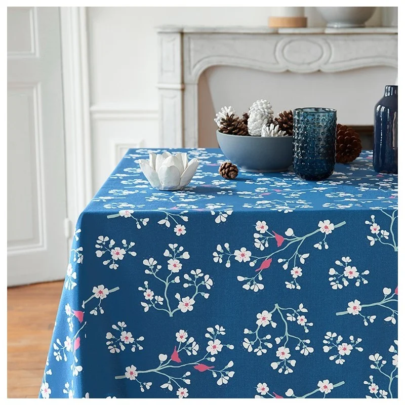 Wipe clean tablecloth peacock blue