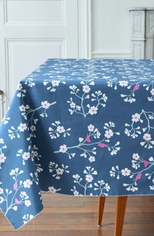 Nappe enduite ronde ou ovale Cerisier Pétrole