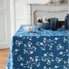 Wipe clean tablecloth Japanese Cherry Petrol Blue round or oval