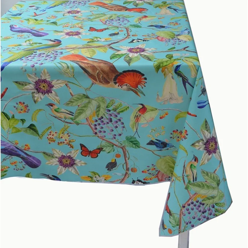 Nappe enduite Oiseaux turquoise