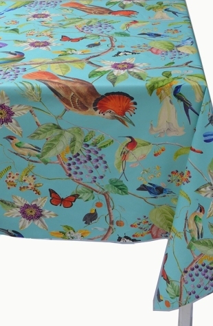 Nappe enduite Oiseaux turquoise