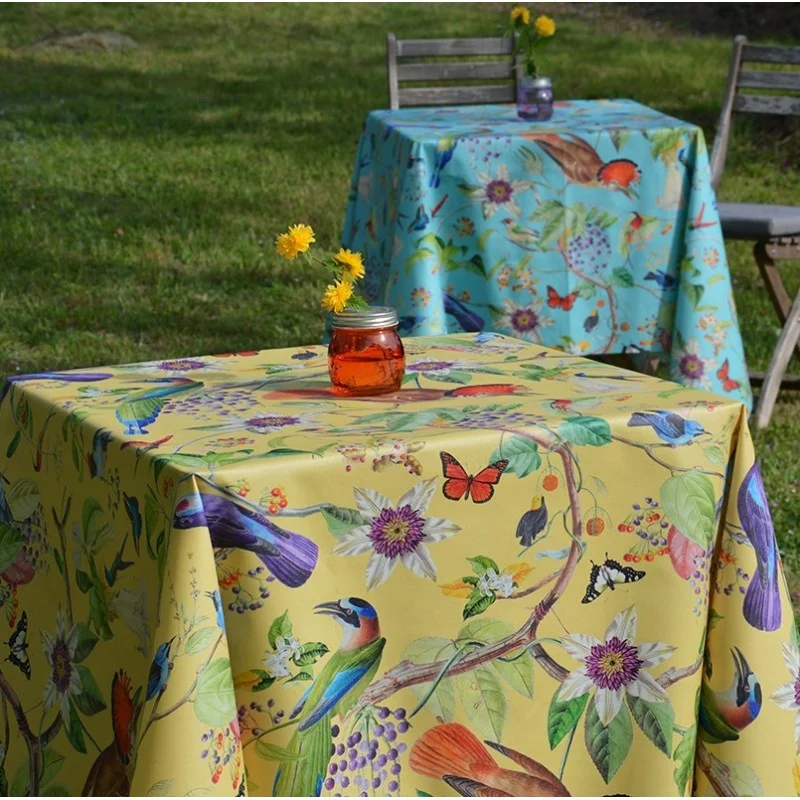 Nappe enduite Oiseaux turquoise