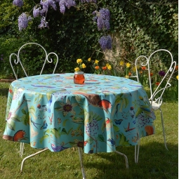Nappe enduite ronde ou ovale oiseaux beige