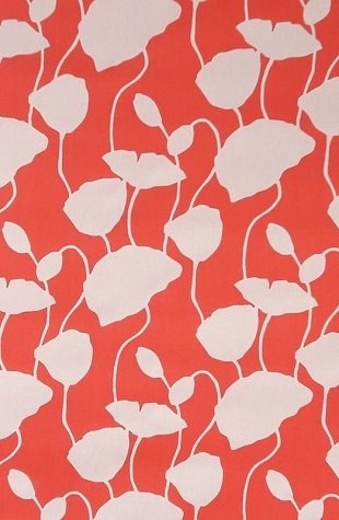 Nappe enduite ronde ou ovale pavots corail