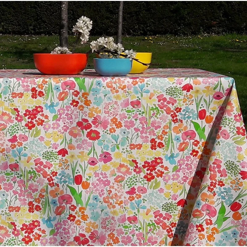 Nappe enduite ronde ou ovale jardin fleuri