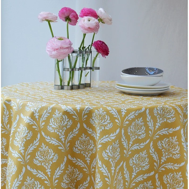 Wipe clean tablecloth yellow birds round or oval