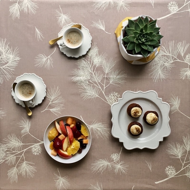 Nappe enduite ronde ou ovale Pin Beige