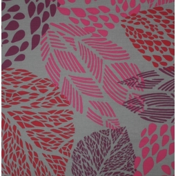 FLEUR DE SOLEIL OEKO TEX COTTON FABRIC LEAF TAUPE/RED