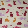 Beschichtete Baumwolle stofflängen Katzen rosa