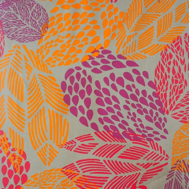 Nappe enduite Feuilles Prune Orange