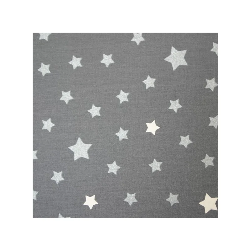 Tissu en coton Etoile gris/argent