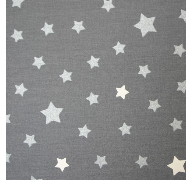 Tissu en coton Etoile gris/argent