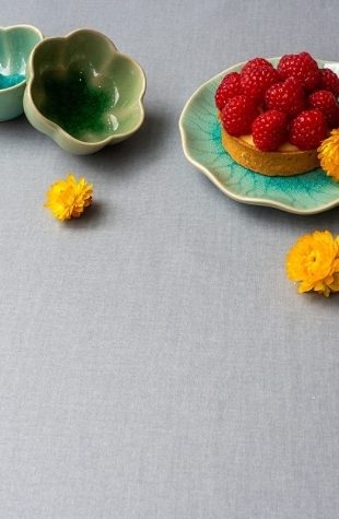 Nappe enduite ronde ou ovale Unie grise