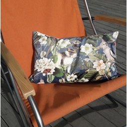 Coussin velours singe et perroquets