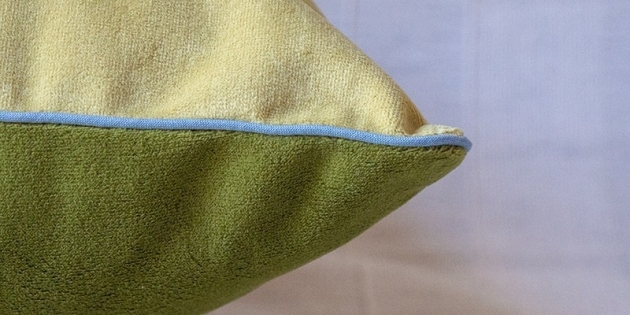 Green velvet cushion