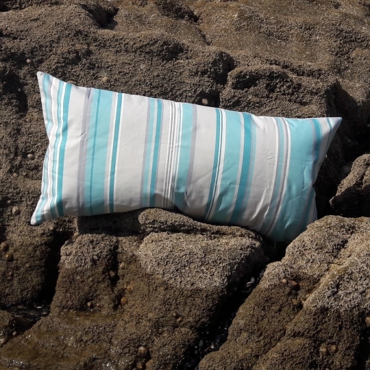 Coussin Rayure Turquoise Gris