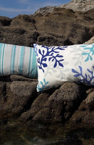 Coussin Corail Bleu